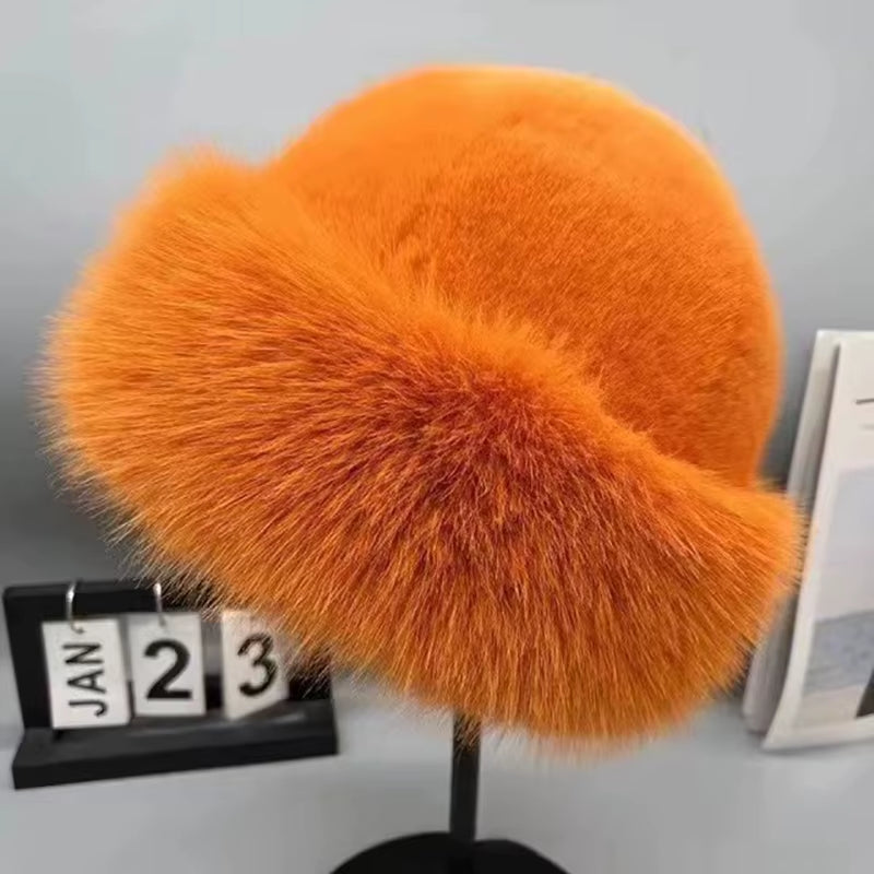 Thicken Plush Warm Fur Hat for Women Fluffy Beanie Winter Warm Thick Hat Mongolian Caps for Cold Weather Snow Caps