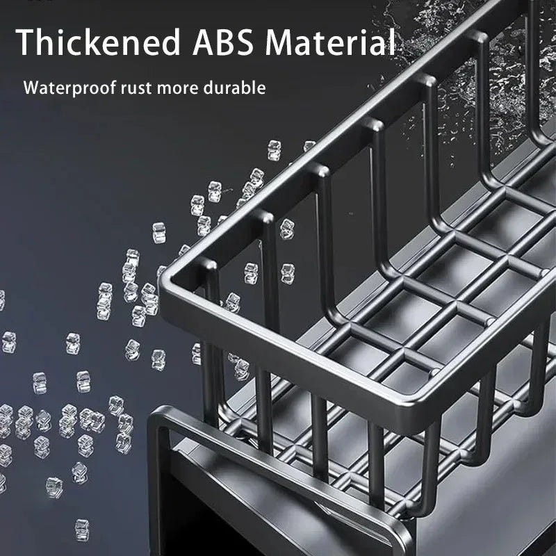 Kitchen Storage Rack Plastic Self-Draining Sink Shelf Drain Rack Soap Sponge Holder Dishcloth Towel Rack Sink Organizer