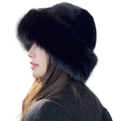 Thicken Plush Warm Fur Hat for Women Fluffy Beanie Winter Warm Thick Hat Mongolian Caps for Cold Weather Snow Caps