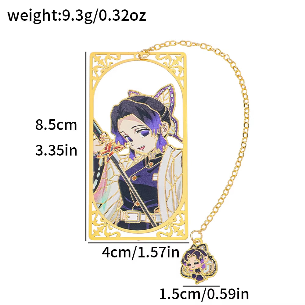 Japanese Anime Kimetsu No Yaiba Metal Bookmark - European Book Bottle Bookmark, Durable Reading Mark, Suitable for Fantasy Liter