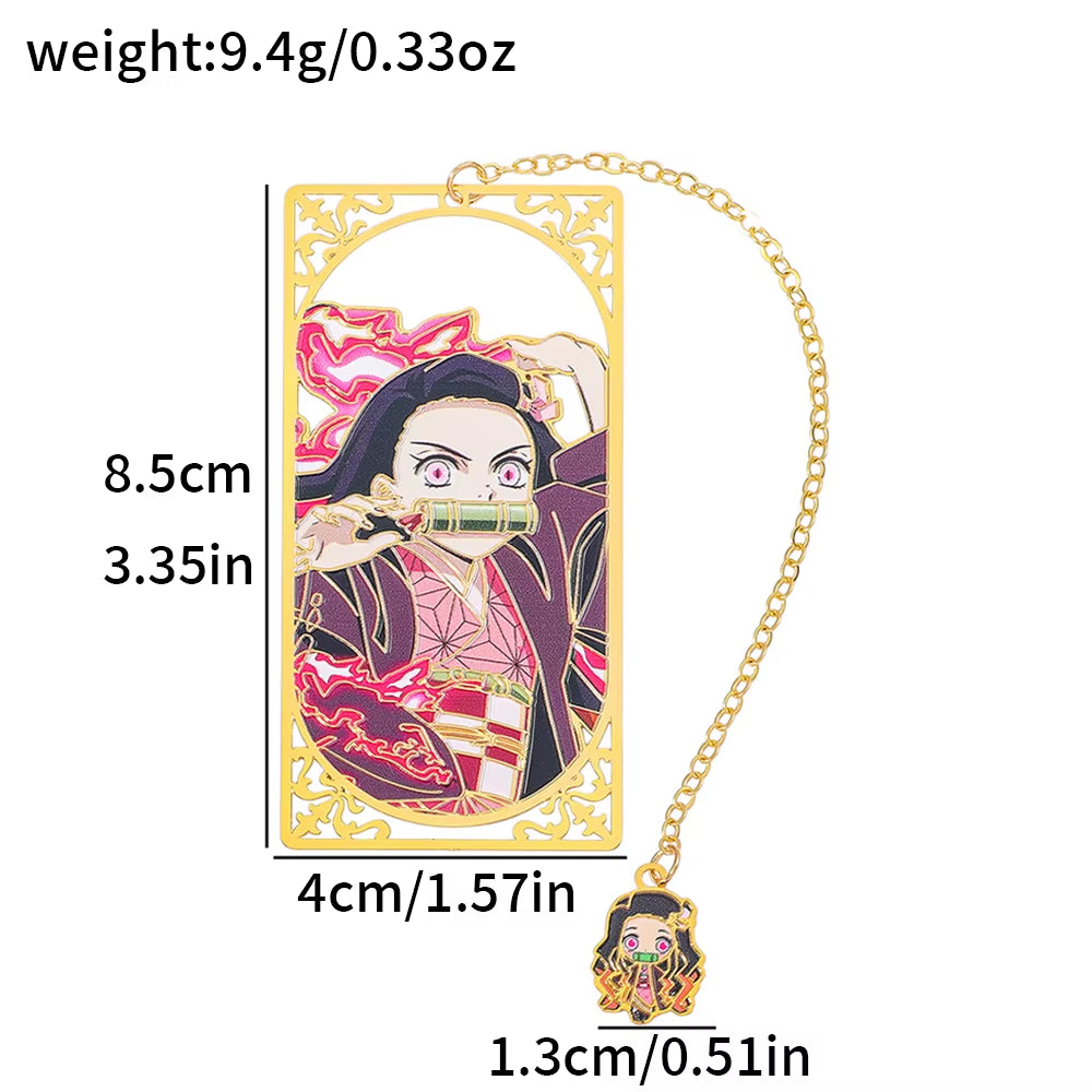 Japanese Anime Kimetsu No Yaiba Metal Bookmark - European Book Bottle Bookmark, Durable Reading Mark, Suitable for Fantasy Liter