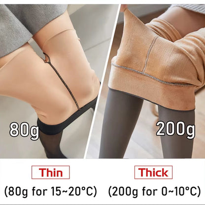 Winter Women Leggings 80/200G Fleece Warm Stockings Skin Effect Tights 2025 Female Print Leggings High-Elastic Thermal Pants