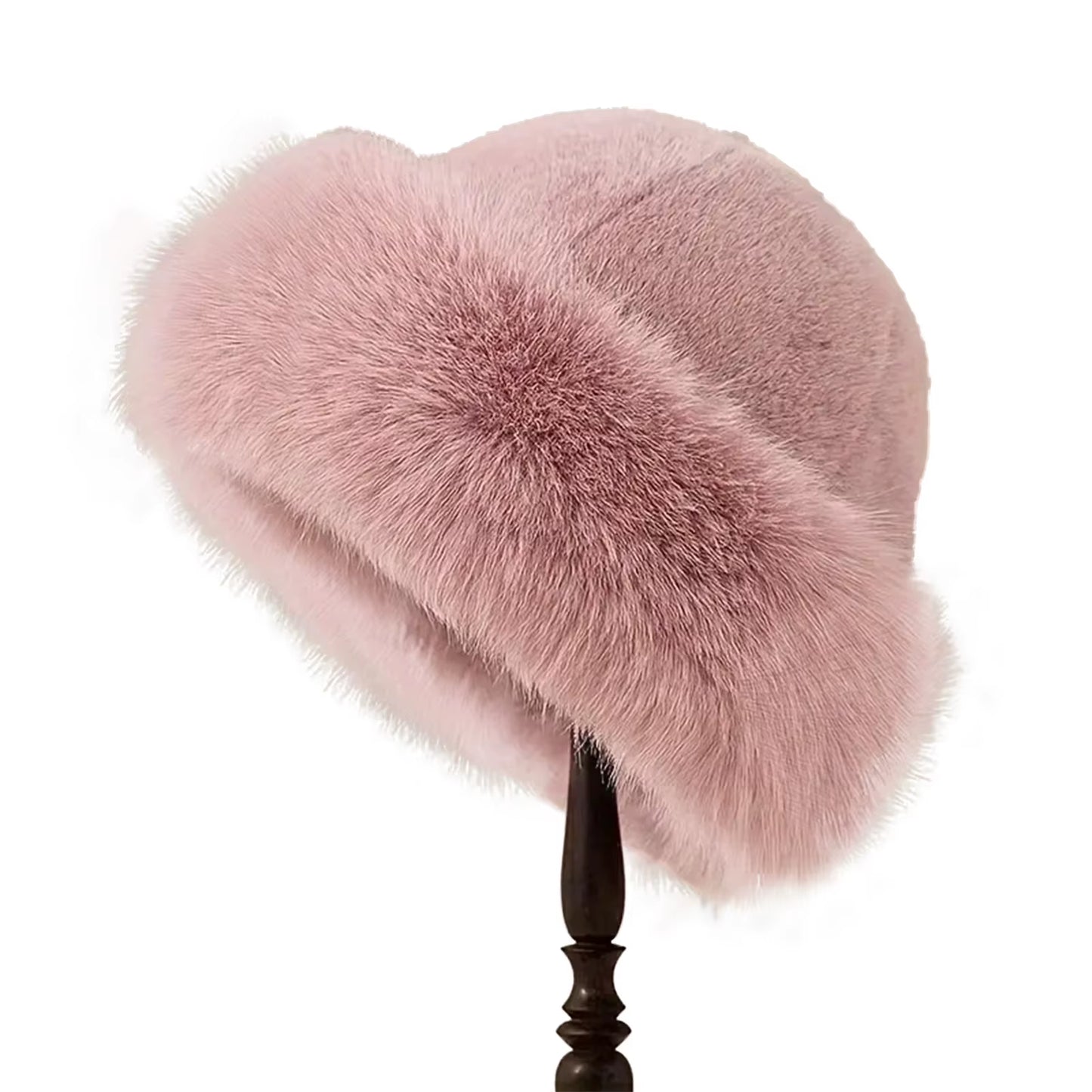 Thicken Plush Warm Fur Hat for Women Fluffy Beanie Winter Warm Thick Hat Mongolian Caps for Cold Weather Snow Caps