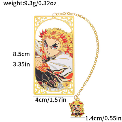 Japanese Anime Kimetsu No Yaiba Metal Bookmark - European Book Bottle Bookmark, Durable Reading Mark, Suitable for Fantasy Liter
