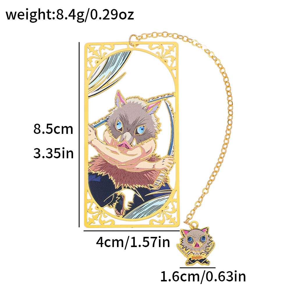 Japanese Anime Kimetsu No Yaiba Metal Bookmark - European Book Bottle Bookmark, Durable Reading Mark, Suitable for Fantasy Liter