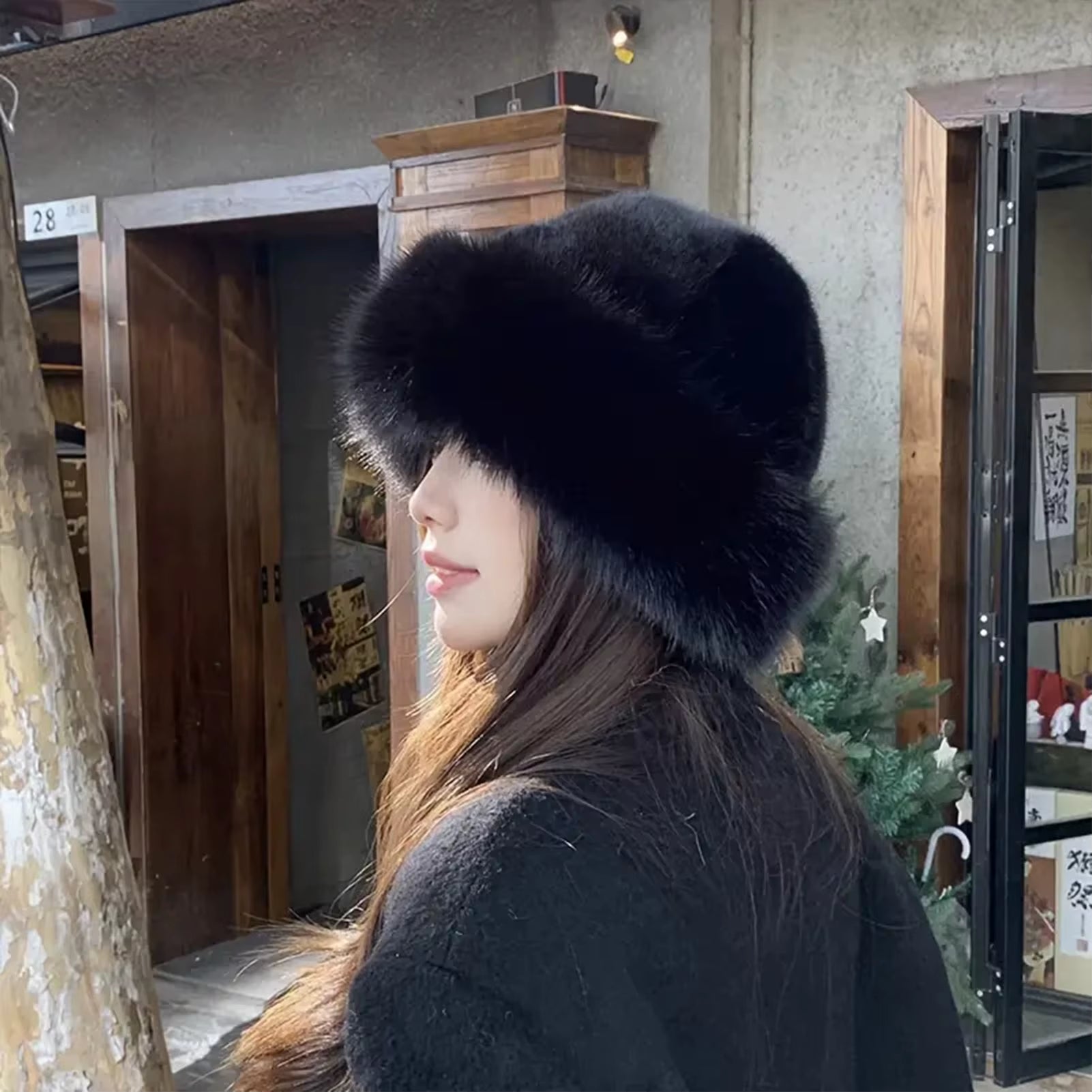Thicken Plush Warm Fur Hat for Women Fluffy Beanie Winter Warm Thick Hat Mongolian Caps for Cold Weather Snow Caps