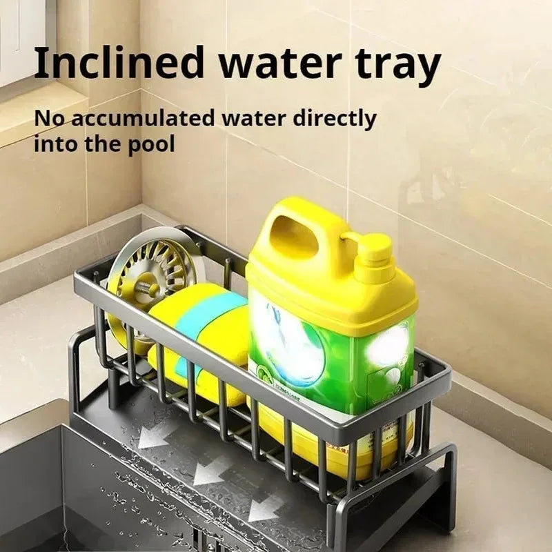 Kitchen Storage Rack Plastic Self-Draining Sink Shelf Drain Rack Soap Sponge Holder Dishcloth Towel Rack Sink Organizer