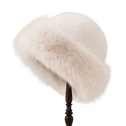 Thicken Plush Warm Fur Hat for Women Fluffy Beanie Winter Warm Thick Hat Mongolian Caps for Cold Weather Snow Caps