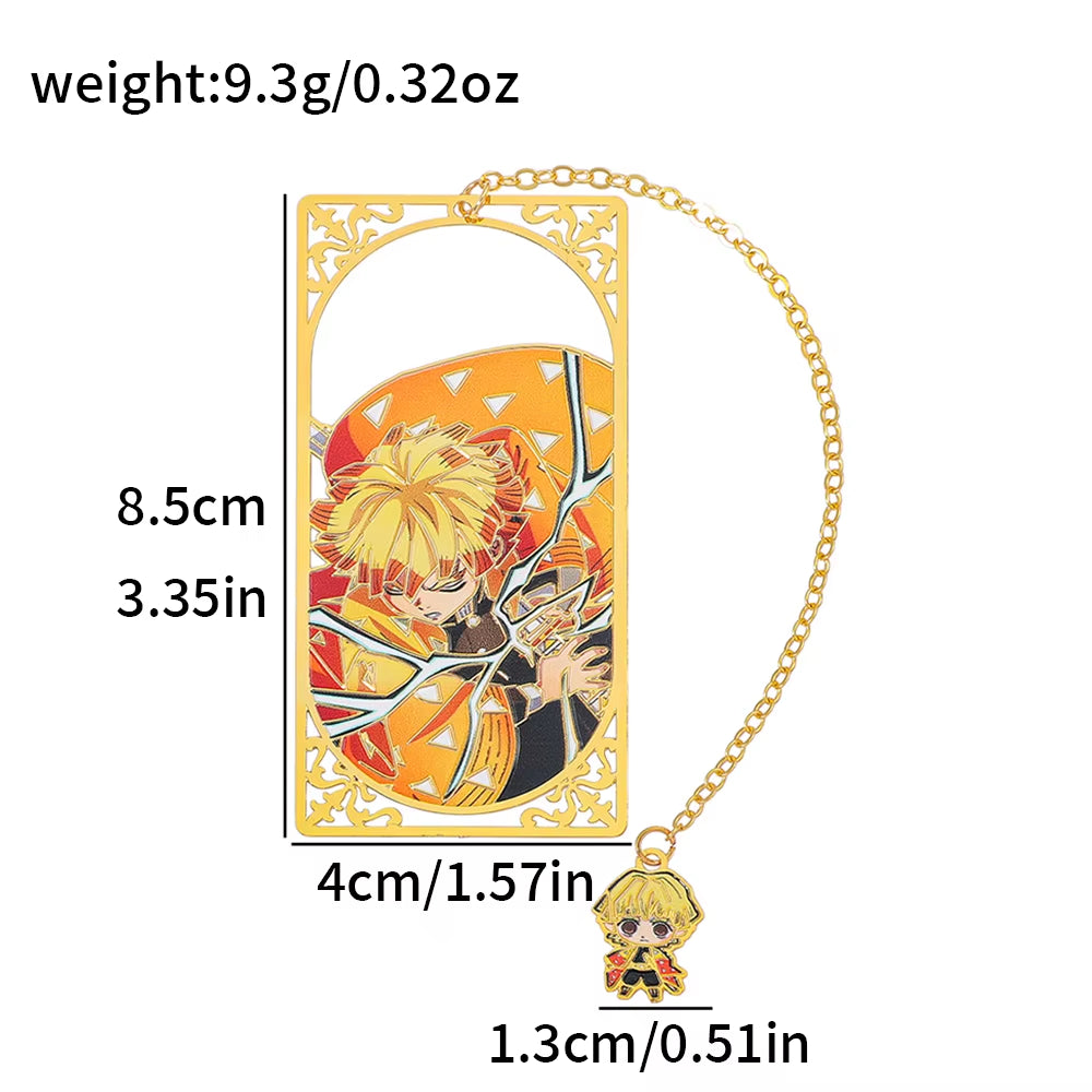 Japanese Anime Kimetsu No Yaiba Metal Bookmark - European Book Bottle Bookmark, Durable Reading Mark, Suitable for Fantasy Liter