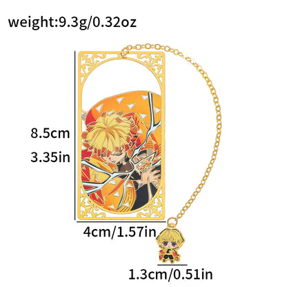 Japanese Anime Kimetsu No Yaiba Metal Bookmark - European Book Bottle Bookmark, Durable Reading Mark, Suitable for Fantasy Liter