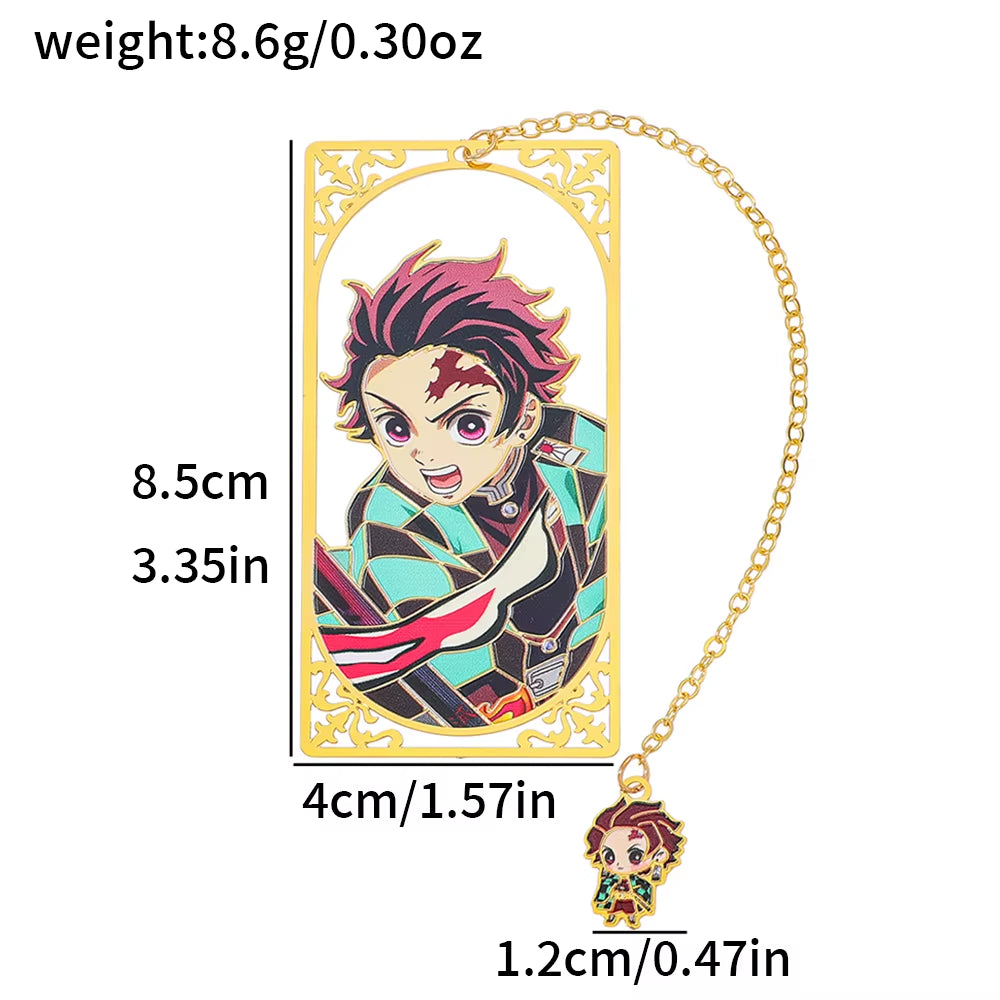 Japanese Anime Kimetsu No Yaiba Metal Bookmark - European Book Bottle Bookmark, Durable Reading Mark, Suitable for Fantasy Liter