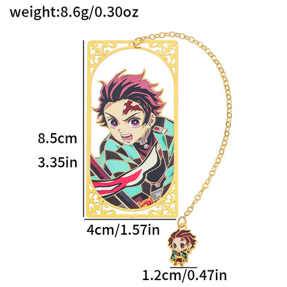 Japanese Anime Kimetsu No Yaiba Metal Bookmark - European Book Bottle Bookmark, Durable Reading Mark, Suitable for Fantasy Liter