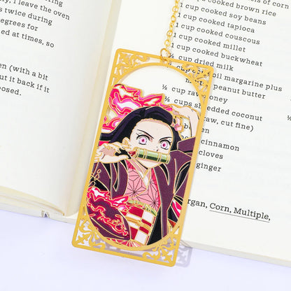 Japanese Anime Kimetsu No Yaiba Metal Bookmark - European Book Bottle Bookmark, Durable Reading Mark, Suitable for Fantasy Liter